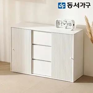 [동서가구]아몬 E0 템바보드 슬라이딩 수납장 1200 2도어 서랍 DF645874