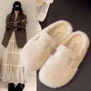 CCS7DBC여성용 따뜻한 겨울 데일리 실내외 퍼 슬리퍼