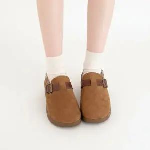 CCS7DC6여성 스웨이드 퍼 안감 버클 로퍼 신발