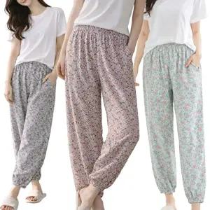 [모든GO]여성 인견 쿨팬츠 9부 밴딩 조거 시보리 주머니 여름 홈웨어 잠옷바지