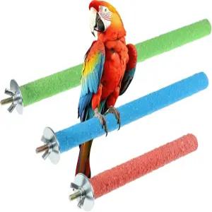 3개의 나무 새 케이지 퍼치 패럿 스탠드 장난감 플랫폼 발 갈기 스틱 버드 잉꼬새 러브버드