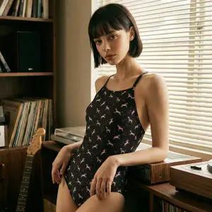 [엘르] 홀스 패턴 블랙 수영복 ELF-Z102K