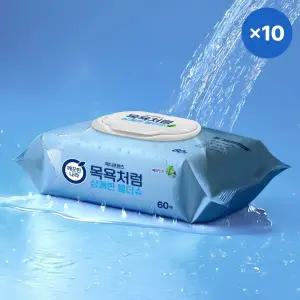 깨끗한나라 목욕 물티슈 샤워 병원 캠핑 성인용 60매 10입 MNA