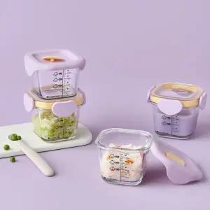 락앤락 내열유리 이유식 용기 260ml X4 리틀럽 디어 정사각 혼합세트 MNA