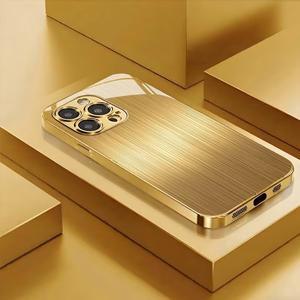 우아한 골드 세로 줄무늬 크리에이티브 강화유리 폰 케이스 삼성 갤럭시 S24 하드 플러스 울트라 S23 FE 커버 S25