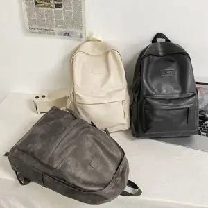 (색상 아이보리)HL 백팩 가방 남녀공용 데일리 캐주얼 레더 대학생