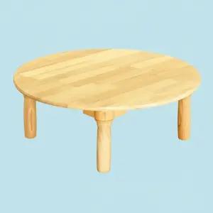 H40-3 고무나무 원목 원형 식탁 600x240mm 어린이 유아 좌식 테이블 교구 가구