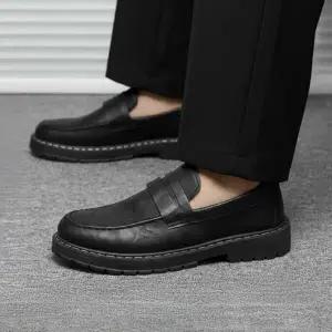 남자 베이직 플랫로퍼 가죽 클래식 슈즈