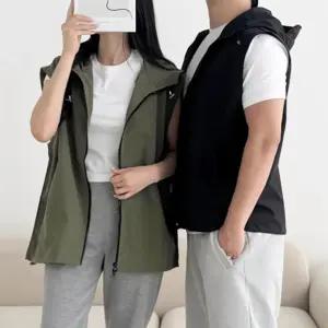 남자 여자 간절기 루즈핏 후드 레이어드 조끼