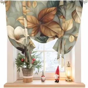 보호 빈티지 플라워 창문용 커튼 타이업 45인치 길이 풍선 주방 조절 가능한 창문 그늘 농가 식물성 꽃 잎