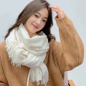 |CCA8582|여성용 겨울 롱 머플러 포근한 태슬 디자인