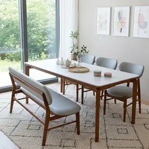 [텐스페이스]보루네오 라운딩AA 세라믹식탁 1800식탁세트(의자3개+벤치1개) BTR6032R (착불)