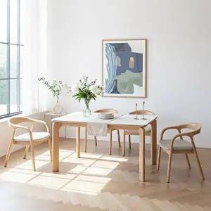 [텐스페이스]보루네오 라운딩 세라믹식탁 1400식탁세트(의자4개) BTR6013R (착불)