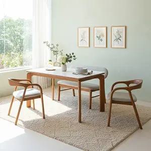 [텐스페이스]보루네오 라운딩 세라믹식탁 1400식탁세트(의자2개+벤치1개) BTR6014R (착불)