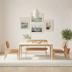 [텐스페이스]보루네오 조금낮은 1400식탁 4인테이블세트(의자2+벤치1) BTR6038R (착불)