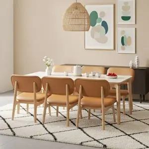 [텐스페이스]보루네오 조금낮은 1800식탁 6인테이블세트(의자6개) BTR6039R (착불)