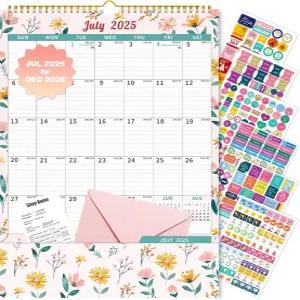 오스펠레프 월 캘린더 2025-2026 수납 포켓 포함 17인치 X 12인치 월간 대형 플래너 패드 보호 커버 및