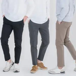 남자 속밴딩 면바지 바지 남성 데일리 스판 슬랙스 일자 스판 반밴딩 봄 가을