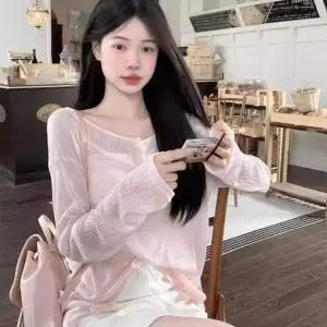 비치룩 루즈핏 백스트랩 티셔츠 시스루 비치커버업