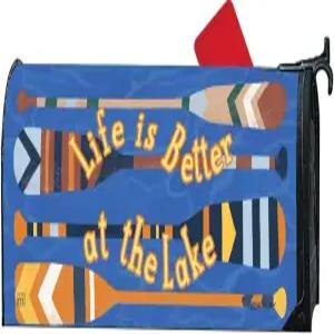 스튜디오 M 장식 보트 Oar 메일랩 표준 크기 6.5 x 19 인치 우편함 날씨 저항 비닐 블루 브라운 오렌지