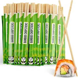 중국 음식 스시 테이크아웃 및 배달을 위한 일회용 대나무 젓가락(100팩) 나무 분리 포장 젓가락을