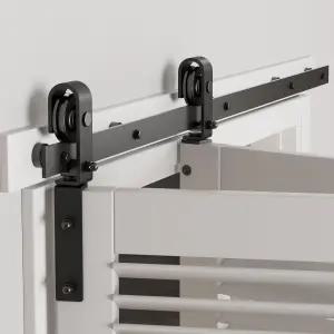 CCJH 4FT/48인치 이중 접이식 반 도어 하드웨어 슬라이딩 트랙 키트 2도어용 헤비 듀티(우드 하드웨어만