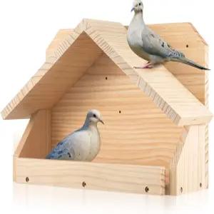 브리우디 나무 개방 애도 비둘기 둥지 상자 외부 집 14 H x 10 W 5.3 L 새 및 플랫폼 매달기 새집 정원