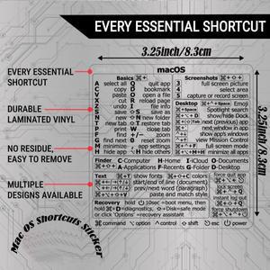 호환 Mac OS 단축키 스티커 | macOS용 키보드 무잔류 라미네이트 비닐 맥북 노트북 치트시트
