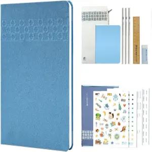 날짜 미정 플래너 키트 주간 및 월간 할 일 목록 노트북 하드커버 저널 6x8 빈 페이지 스티커 연필 파우치