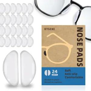 하이센 24쌍 안경용 실리콘 코 패드 미끄럼 방지 투명 안경 소프트 접착 그립 0.75인치 선글라스 - 흰색