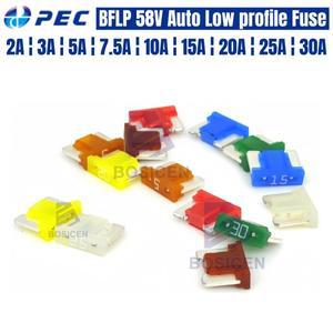 100개 PEC 컴팩트 마이크로 블레이드 퓨즈 58V 2A 3A 5A 7.5A 10A 짧고 낮은 프로파일 레빈 캠리 엘란트라