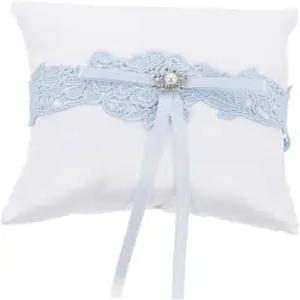 포이토키 웨딩 링 베개 보크노트 레이스 쿠션 5.90X5.90X1.96인치 경량 휴대용 보우 홀더 결혼식 약혼