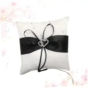 혼밋 웨딩 링 베개 하트 모양에 라인스톤과 보크노트 더블 디자인 신부 약혼식용 소프트 베어러