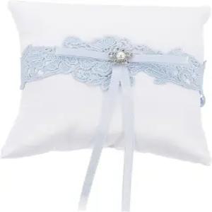 메리해피 웨딩 링 베개와 레이스 보크노트 디자인 5.90인치 경량 베어러 쿠션 예식 약혼 장식용