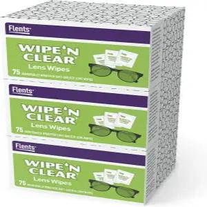 플렌츠 안경 클리너 렌즈 물티슈 - 225 카운트(75개들이 3박스) 개별 포장 선글라스 휴대폰 화면 컴퓨터