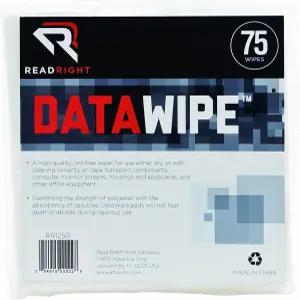 올바른 데이터와이프 청소 패드 읽기 6 x 인치 가방당 75 개의 물티슈 (RR1250)