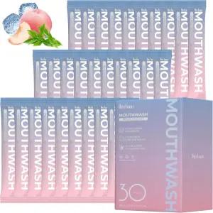 알코올 프리 구강청결제 여행용 사이즈 30팩 TSA 승인 미니 포켓 일회용 이동 중에도 사용 가능 피치 우롱