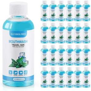 여행용 사이즈 구강청결제 벌크 미니 80ml/2.7온스 세면도구 키트용 프레시 민트 휴대용 개별 병 10개