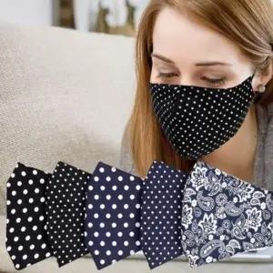 따뜻한 겨울 면 대 천 블랙 두겹 마스크 솜