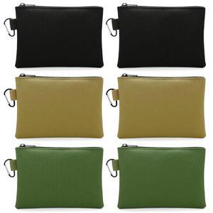 파일라파 6팩 도구 파우치 지퍼백, 방수 유틸리티 다용도 보관 정리 파우치, 카라비너 포함 문구류, 연필 파우치(카키, , 블랙)