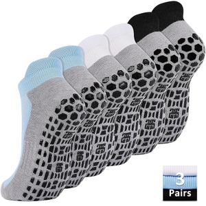 엘루통 남성 미끄럼 방지 양말 3켤레 타일 나무 스티키 발목 운동 바닥 요가 필라테스 그립 병원용