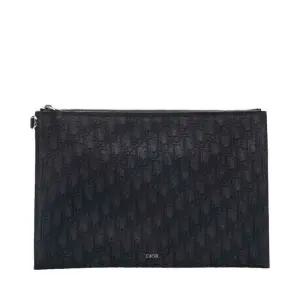 [중고명품] 블랙 패브릭 오블리크 자카드 A4 남성 클러치 2ESCA491YSE H03E