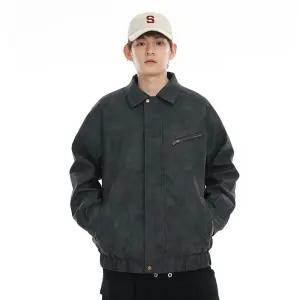 빈티지 남성용 PU가죽 자켓 항공 점퍼 패피1