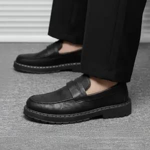 [옷자락]남자 데일리 클래식 레더 플랫로퍼 기본 슈즈