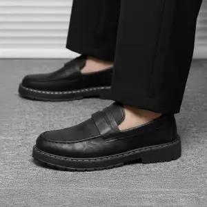 남자 데일리 클래식 레더 플랫로퍼 기본 슈즈