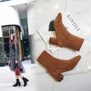 여성 스웨이드 삭스부츠 앵클부츠 사각코 부츠 워커 협력업체02 워커힐