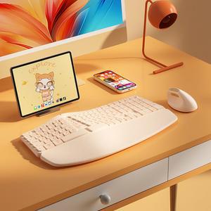 보우 인체공학 무선 학생 사무용 남녀 노트북 무음 키보드 마우스 키마우스 핑 세트 블루투스