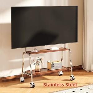 32-75인치 LCD LED 스크린 TV 호환  스테인레스 스틸 롤링 플로어 휴대폰 스탠드 카트는 최대 110Lbs Max V