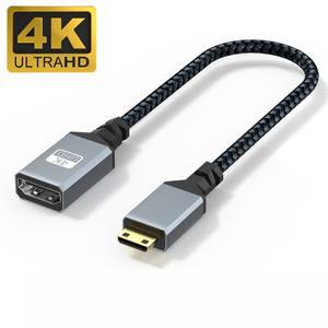 4K 미니 HDMI 호환 어댑터 케이블 카메라 캠코더 노트북 HDTV 모니터호환  20cm 편조 연장 코드