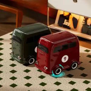 버스 쓰레기통 이동식 휴지통 휴대용 레드 복고풍